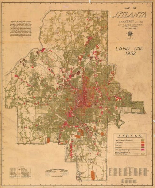 Map of Atlanta: Land Use 1952