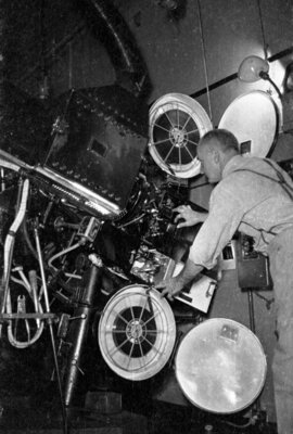 Movie theater projection booth, Atlanta, Georgia, 1930s or 1940s