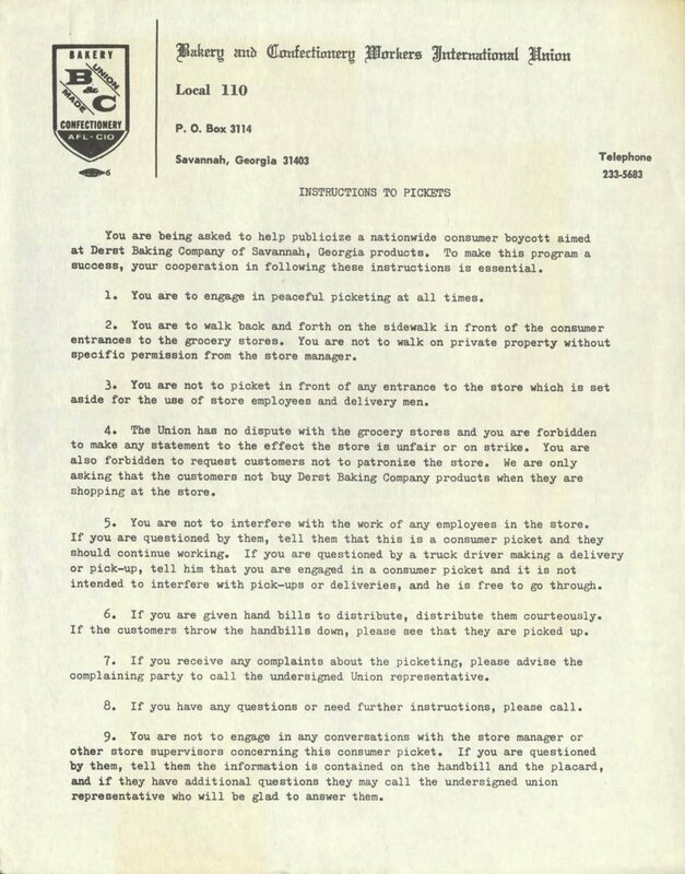 Bakery and Confectionary Workers Local #110, Savannah, correspondence and printed materials, 1970-1972 [page 41]