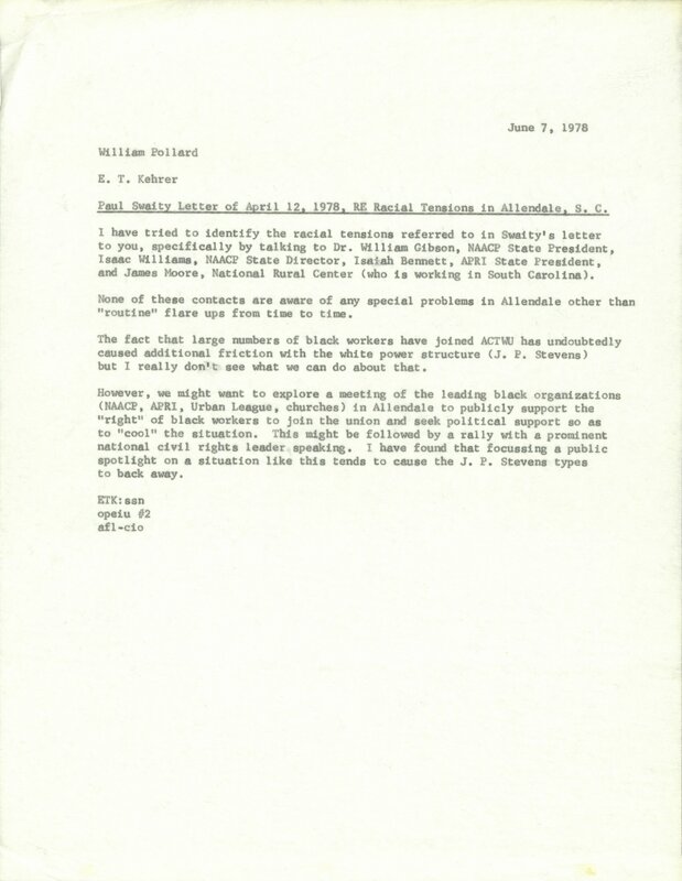 William Pollard [Executive Director], correspondence, 1978 [page 55]