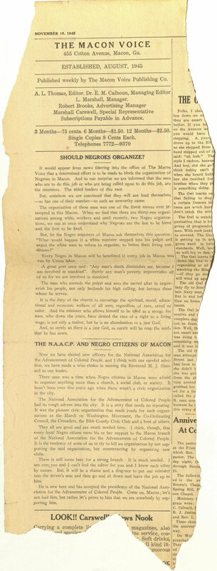 Southern CIO drive (Operation Dixie), Macon, Georgia - labor, organization, 1946 [page 31]