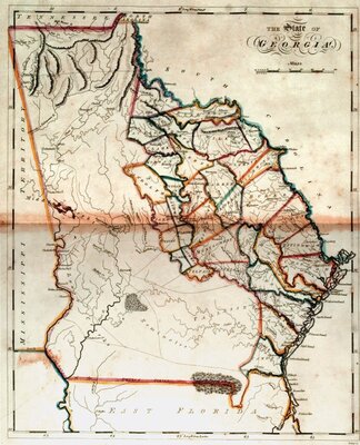 "The State of Georgia." Samuel Lewis, cartographer; Enoch G. Gridley, engraver. In Matthew Carey, General Atlas. Philadelphia, 1814.