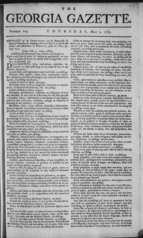 The Georgia gazette, 1765 May 2